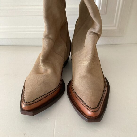 NWOT Free People Sterling Natural Suede Western Boots Sz 37 - Picture 5 of 9